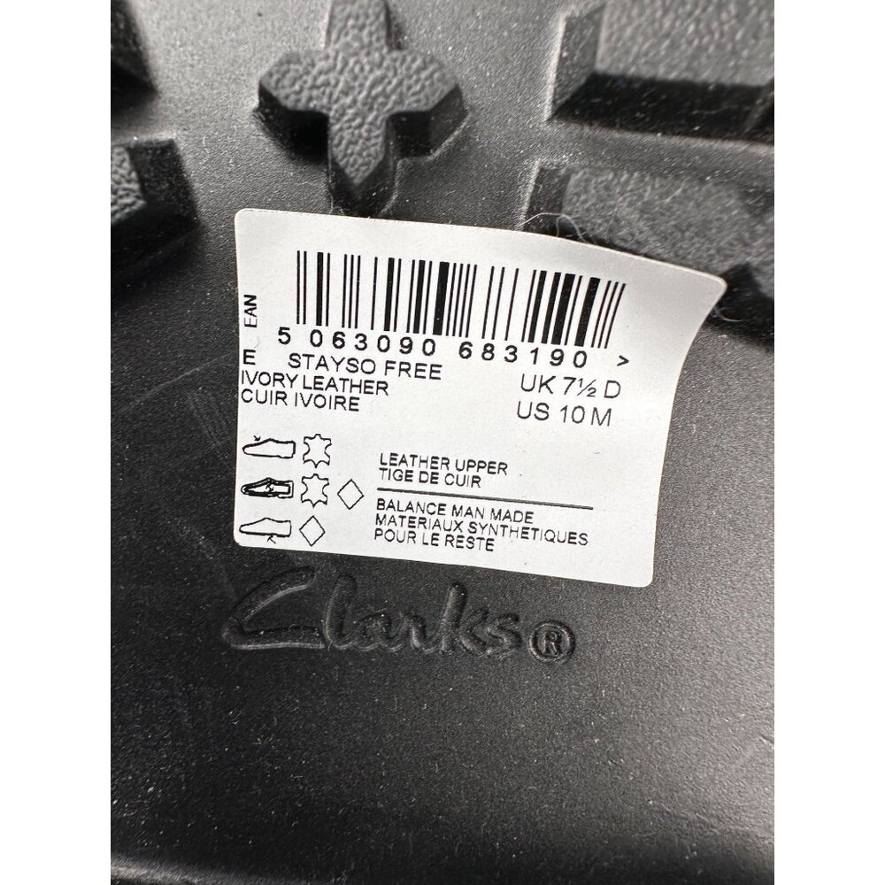 CLARKS Women's Stayso Free Shoes Ivory Leather Size 10 Mule Slip On Chunky Lug - Picture 5 of 12